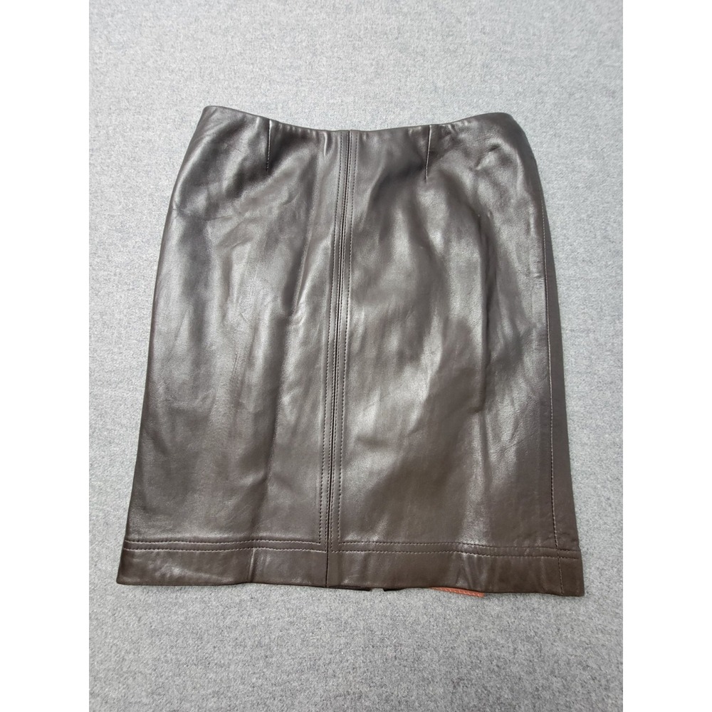 Tomaz Starzewski Women's‎ Leather Skirt Brown Knee Length Designer
